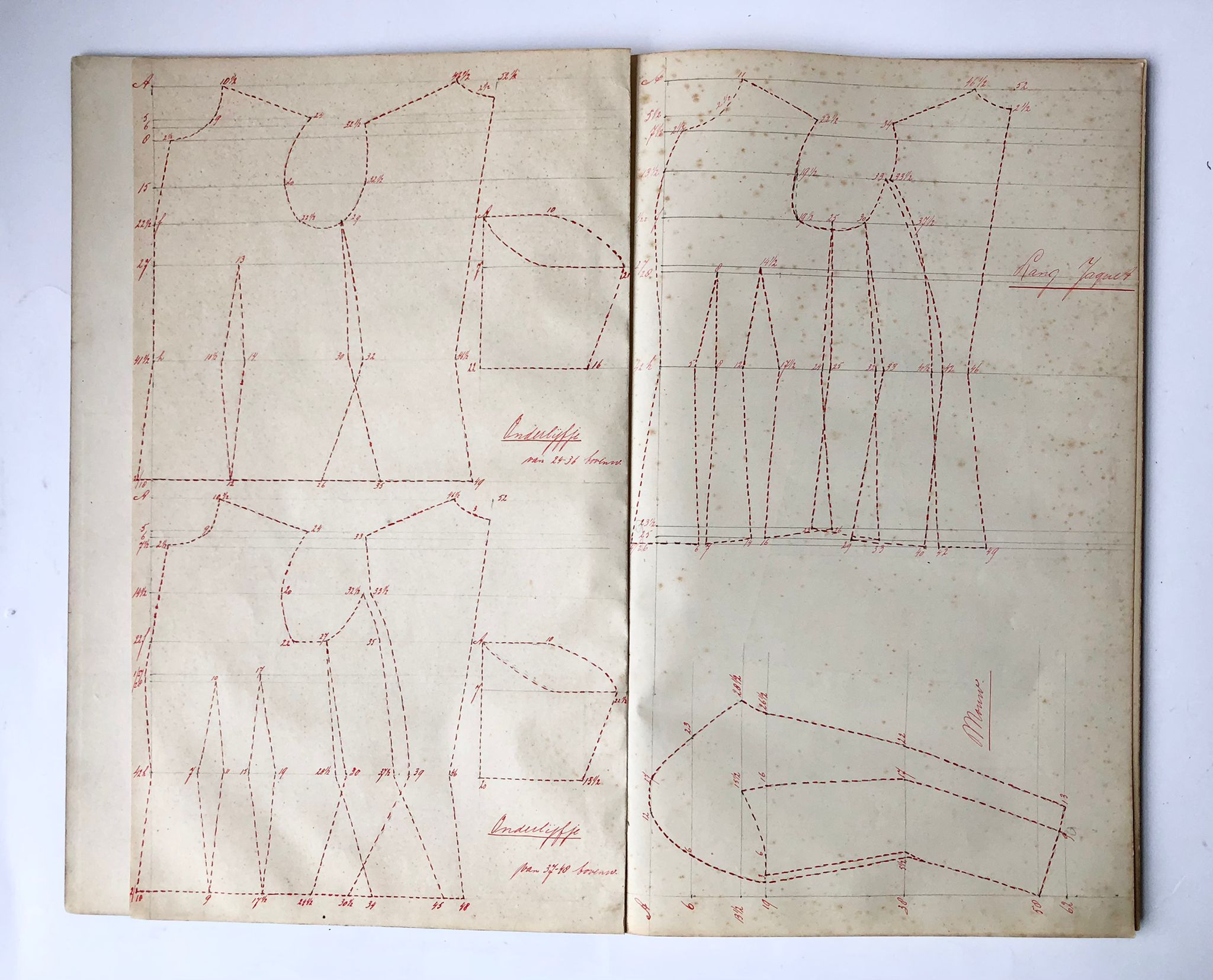  - [Fashion, pattern drawings, ca 1930] Notebook with pattern drawings of Lucie Boersma, 1930. Manuscript, folio.