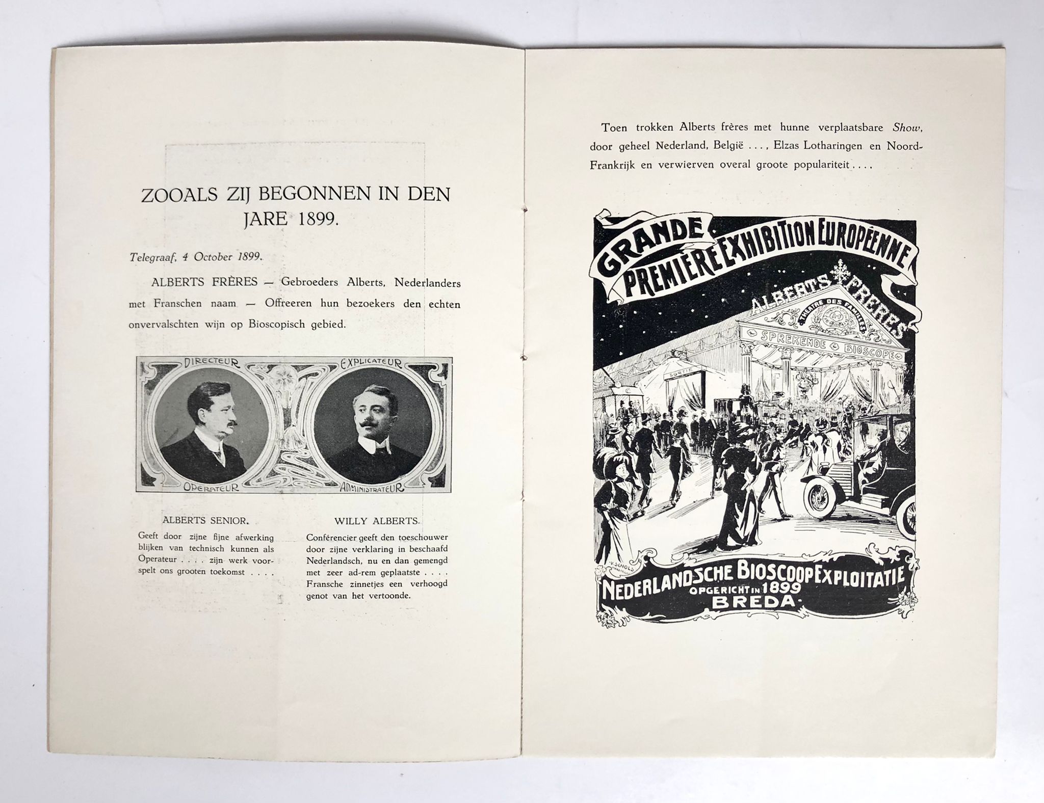 [Printed publication, Cinema The Hague, 1919] Printed publication: ' Eere-avond. Jubileum der firma Alberts freres. 's-Gravenhage 27-9-1919'. Illustrated, 8 pp.
