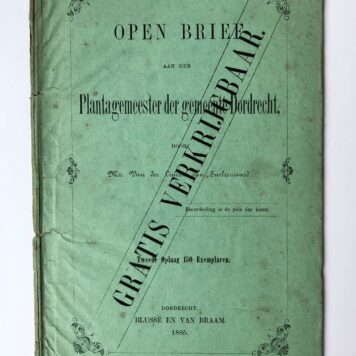 [Three printed publications, 1885] Publication ' Open brief aan den heer mr. H.O. van der Linden van Snelrewaard door C. Kwast, Dordrecht 1885, 12 pp. And two more.