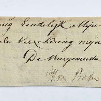 [Manuscript 1814] Part of a letter of W. van Raden, mayor, burgemeester van Hulst, 1814. Manuscript, 1 p.