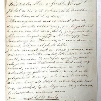 [Manuscript, pharmacy, 1870] Letter by pharmacist (apotheker) J.H. van Meeteren, d.d. Utrecht 1870 to C. Bahnsen, 1 p.