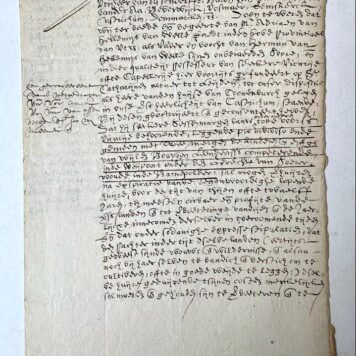 [Manuscript 1636] Declaration regarding lease dated 10-5-1636, for 6 morgen of land in the Weijpoort in the Barnepolder under Zoeterwoude, Zuid-Holland, Manuscript, folio, 2 pp.