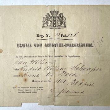 [Geneology, 19th century family Kos, Oude Niedorp] Various family papers Kos, 19th century. Over 50 pieces, manuscripts.