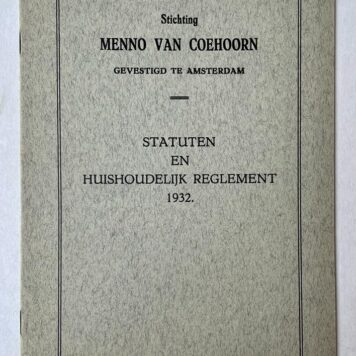 [Manuscript 1936] Correspondence between ir. G.L. Meesters and majoor W.H. Schukking about Stichting Menno van Coehoorn, 1936. Manuscript.