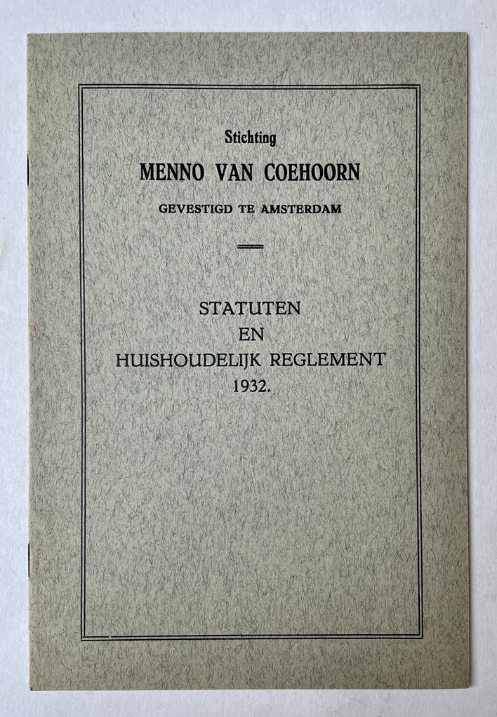  - [Manuscript 1936] Correspondence between ir. G.L. Meesters and majoor W.H. Schukking about Stichting Menno van Coehoorn, 1936. Manuscript.
