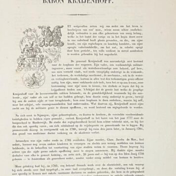 [Original lithograph, 20th century] Portrait print of general Baron Kraijenhoff (Krayenhoff), 1 p.