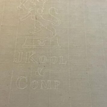 Original blanc sheet of laid paper with water mark J Kool & Comp, 1 p.