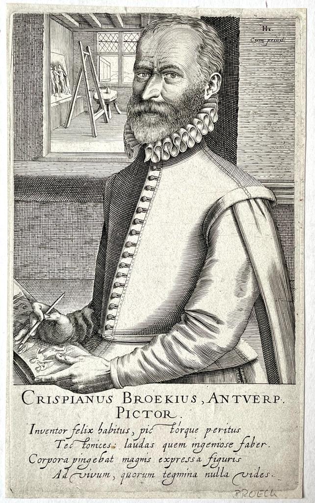 [Antique engraving, published 1610] Portrait print of artist Crispijn van den Broeck, 1 p.