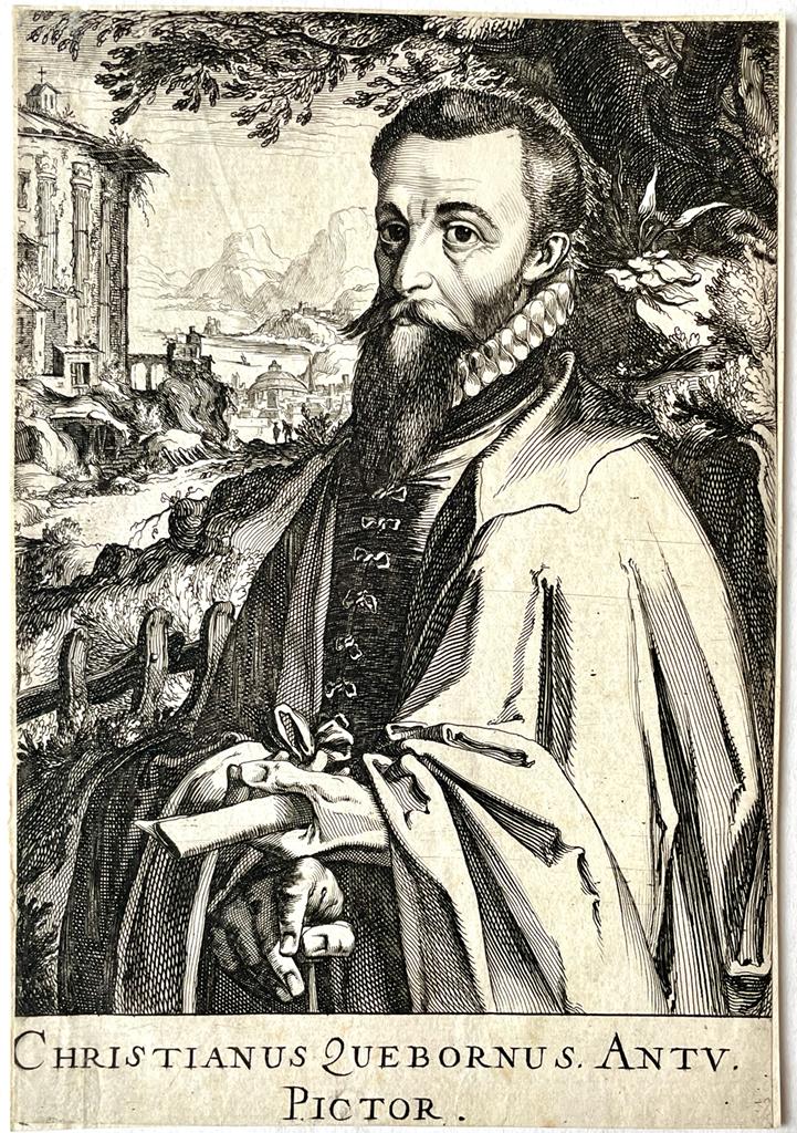 Frisius, Simon Wijnants (1580-1629) - [Antique etching, published 1610] Portrait of artist Christian van den Queborn, 1 p.