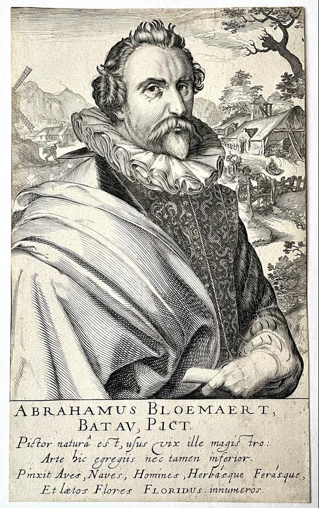[Antique portrait print, etching and engraving, published 1610] Portrait print of artist Abraham Bloemaert, published 1610, 1 p.