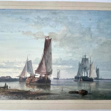 [Antique drawing, 1870] Coastal view with fishing boats and other ships, published ca. 1870, 1 p.
