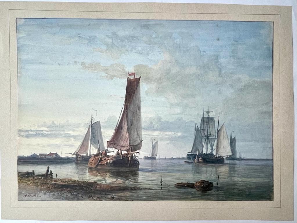 [Antique drawing, 1870] Coastal view with fishing boats and other ships, published ca. 1870, 1 p.