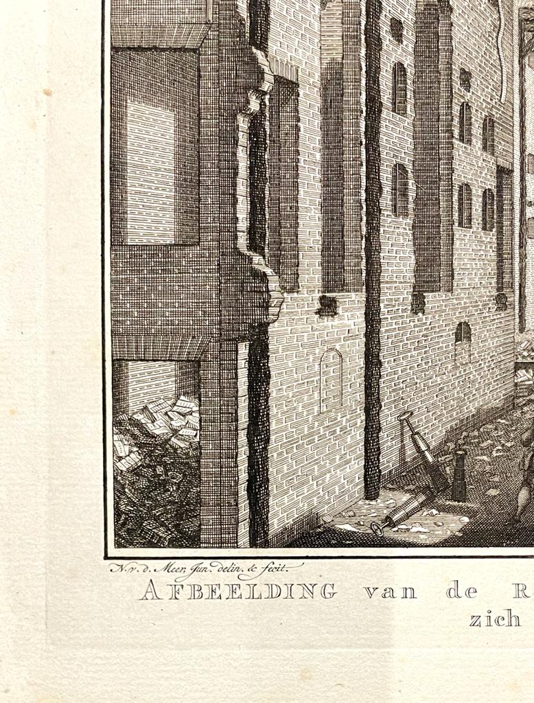 [Antique engraving, 19th century] Afbeelding van den ruine des Amsterdamschen schouwburgs, zoo als dezelve zich op zaterdag den 16 may 1772 vertoonde, published 19th century, 1 p.