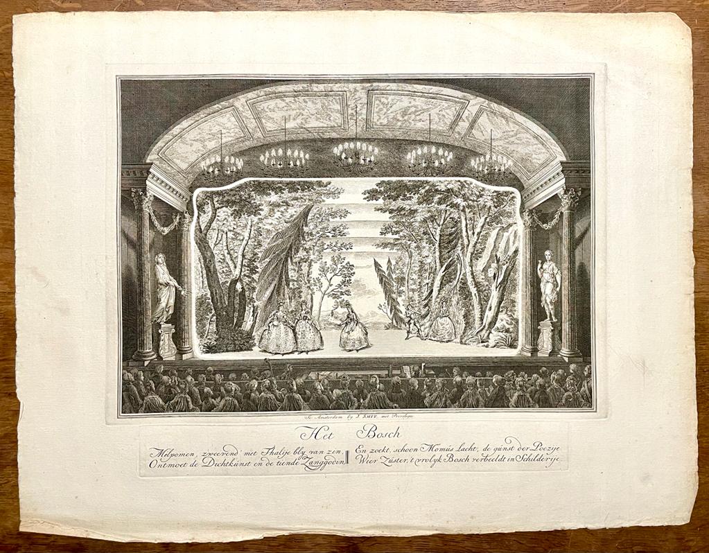 [Antique etching, ca 1750] Het Bosch (Het Bos, Amsterdam Theater Decorations, series of 12 plates), published before 1750, 1 p.