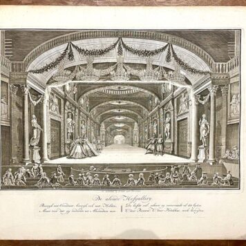 [Antique etching, ca 1750] De aloude Hofgallery (Hofgalerij, Amsterdam Theater Decorations, series of 12 plates), published before 1750, 1 p.