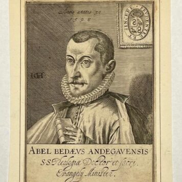 [Antique engraving, 1598] Portrait of theologian Abel Bede (1568-1607), published 1598, 1 p.