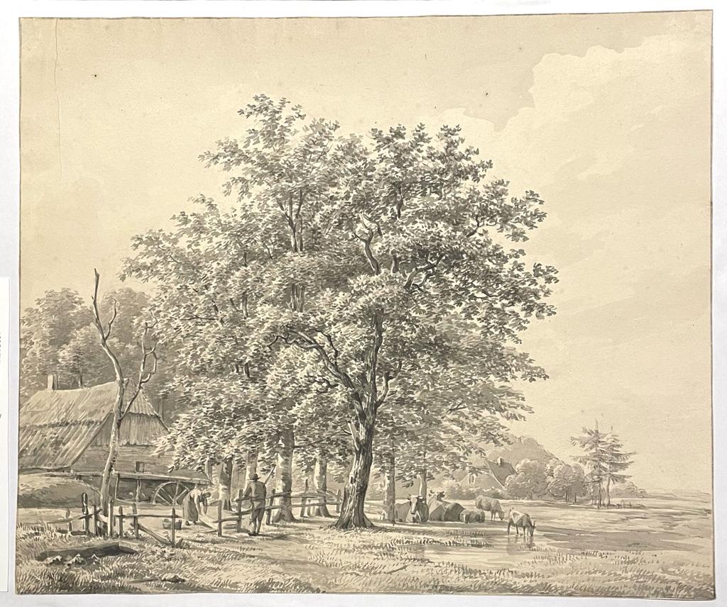 [Antique drawing, 19th century] Landscape with a farmhouse (antieke tekening landschap met boerderij), made 19th century, 1 p.