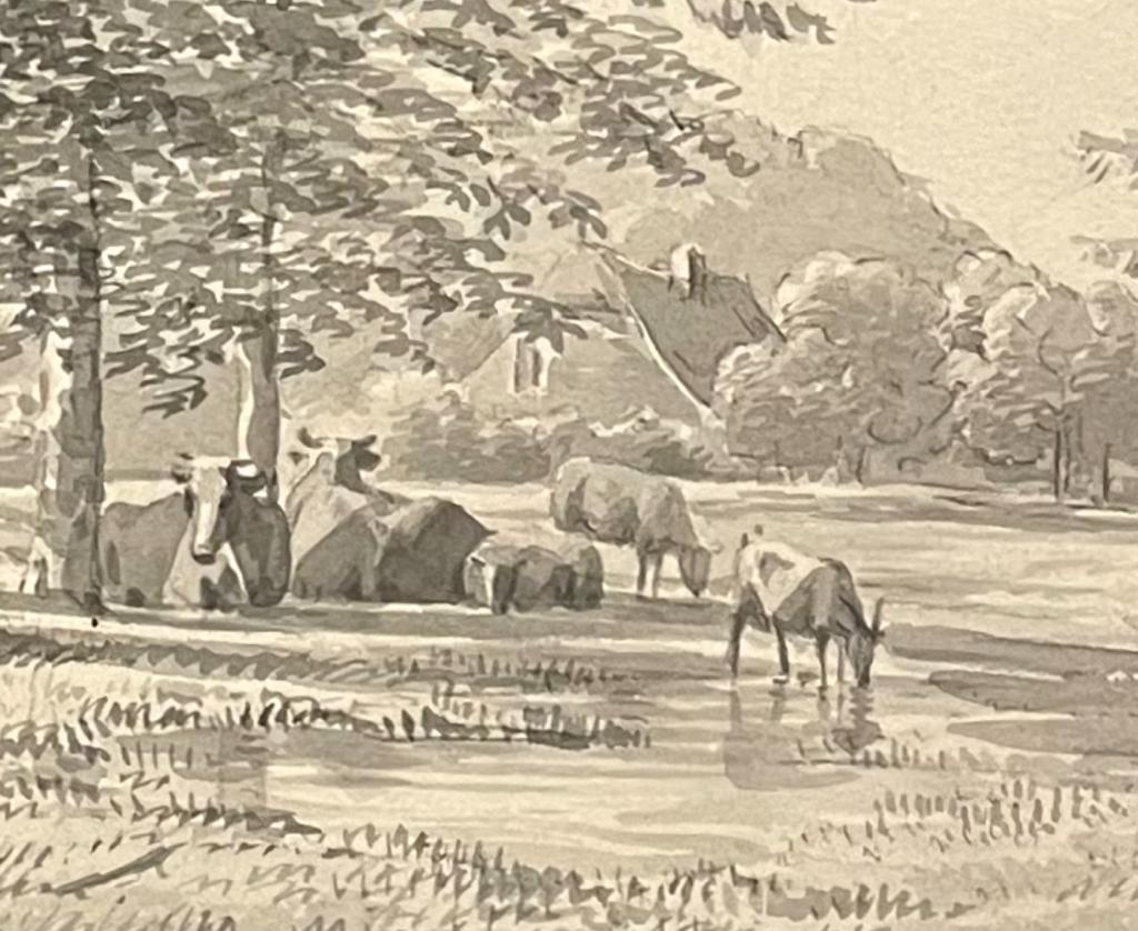 [Antique drawing, 19th century] Landscape with a farmhouse (antieke tekening landschap met boerderij), made 19th century, 1 p.