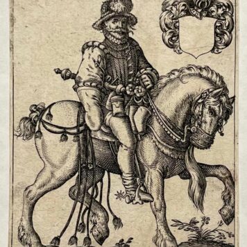 [Antique engraving, ca 1700] Man on a horse (originele gravure man op een paard), published ca 1700, 1 p.