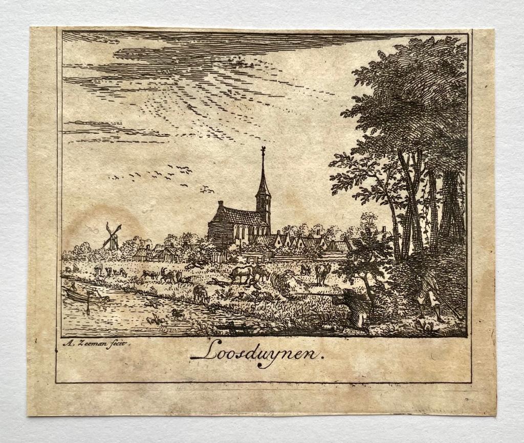 [Antique print, city view, 1730] Loosduynen (Loosduinen, Den Haag, published 1730, 1 p.
