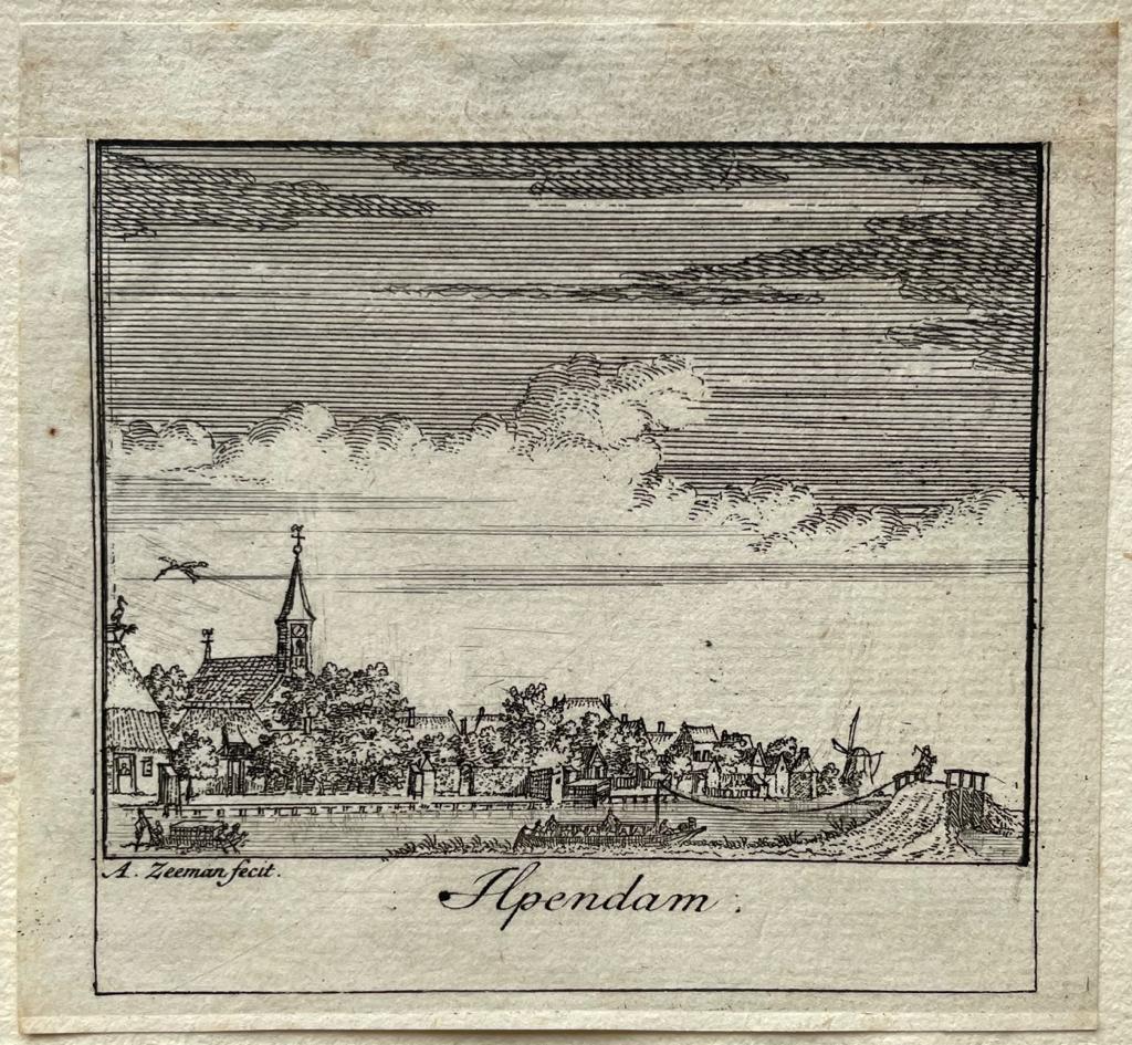 [Antique print, city view, barge, 1730] Ilpendam, published 1730, 1 p.