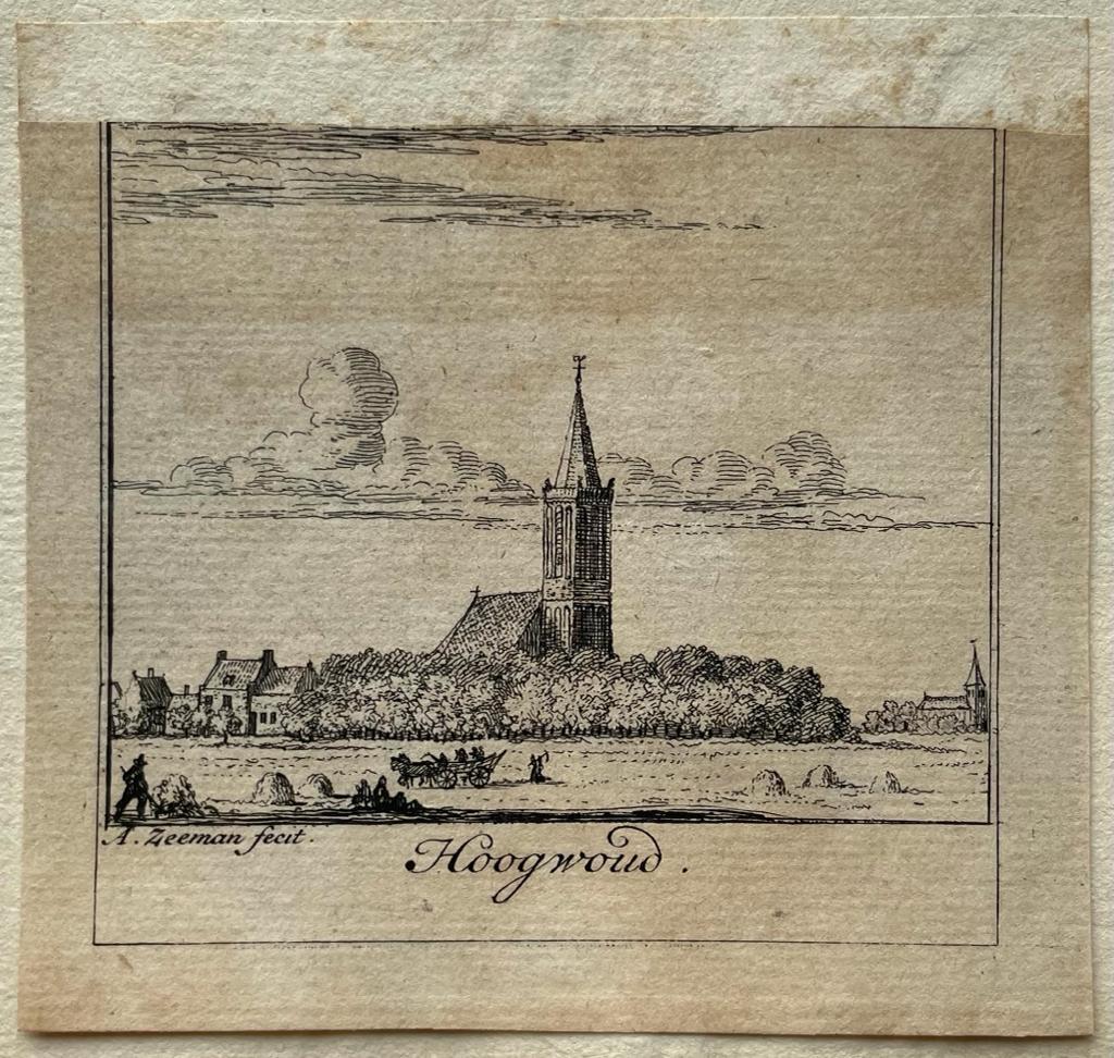 [Antique print, city view, 1730] Hoogwoud, published 1730, 1 p.
