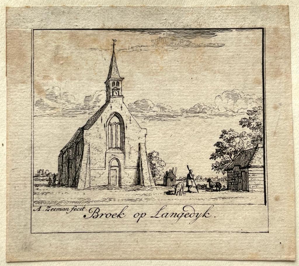 [Antique print, city view, 1730] Broek op Langedyk (Broek op Langedijk), published 1730, 1 p.