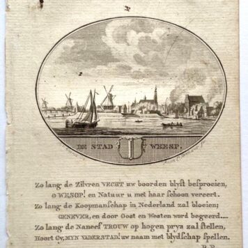 [Original city view, antique print] De stad Weesp, engraving made by Anna Catharina Brouwer, 1 p.