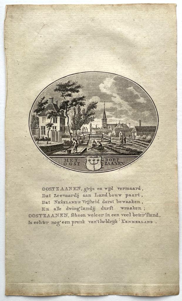[Original city view, antique print] Het dorp Oostzaanen, engraving made by Anna Catharina Brouwer, 1 p.