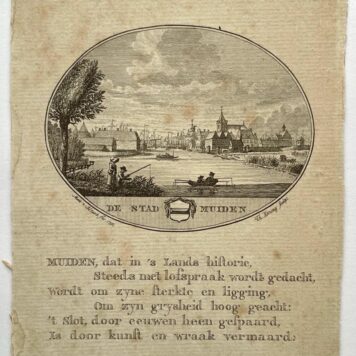 [Original city view, antique print] De stad Muiden, engraving made by Anna Catharina Brouwer, 1 p.