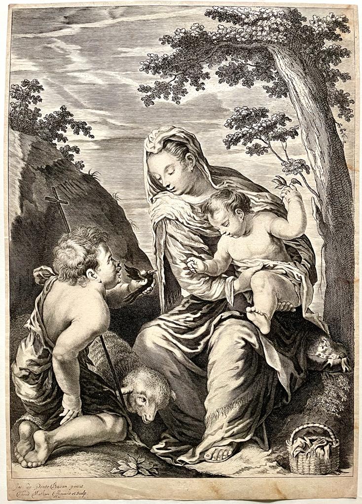 [Antique engraving, before 1676] The Virgin and Child with infant St. John the Baptist [Set title: Variarum imaginum a celeberrimis...], published before 1676, 1 p.