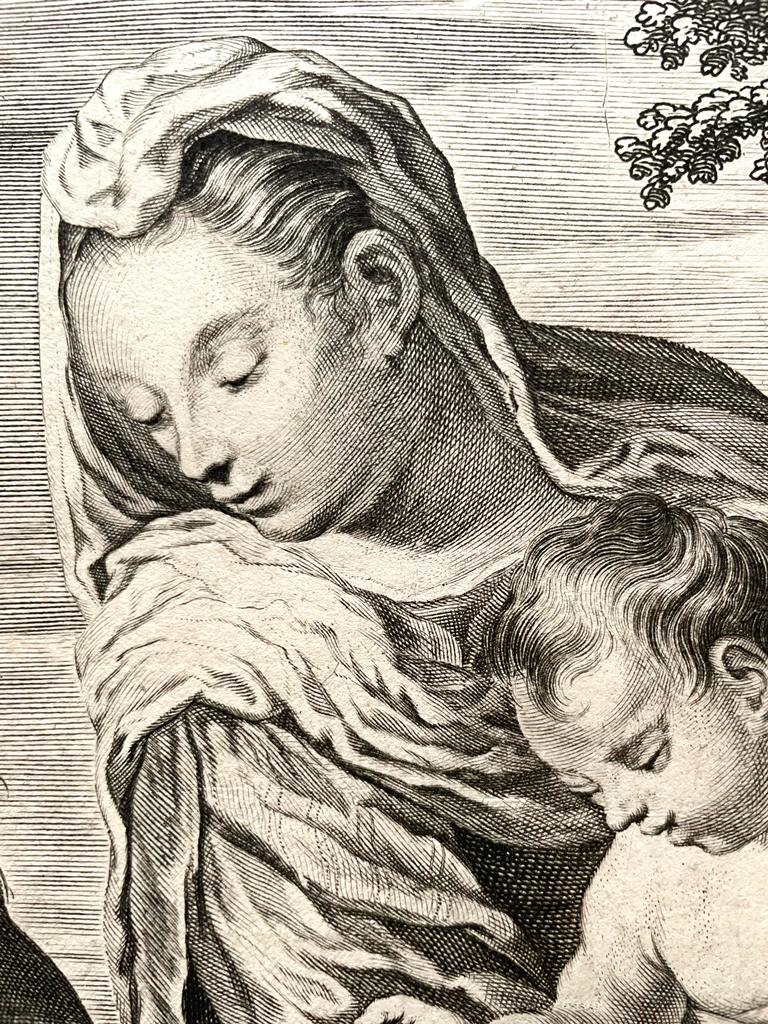 [Antique engraving, before 1676] The Virgin and Child with infant St. John the Baptist [Set title: Variarum imaginum a celeberrimis...], published before 1676, 1 p.