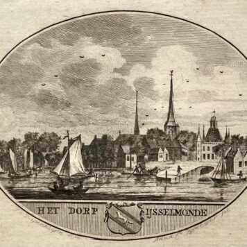 [Original city view, antique print] 't Dorp IJsselmonde, engraving made by Anna Catharina Brouwer, 1 p. (kopie)