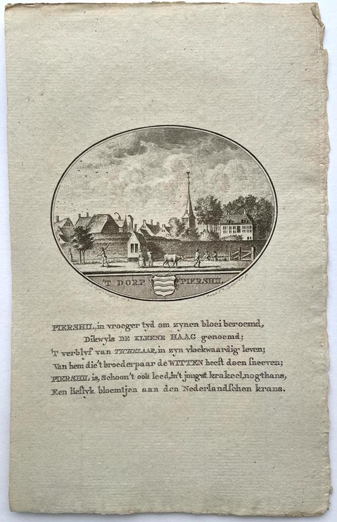 [Original city view, antique print] 't Dorp Piershil, engraving made by Anna Catharina Brouwer, 1 p.