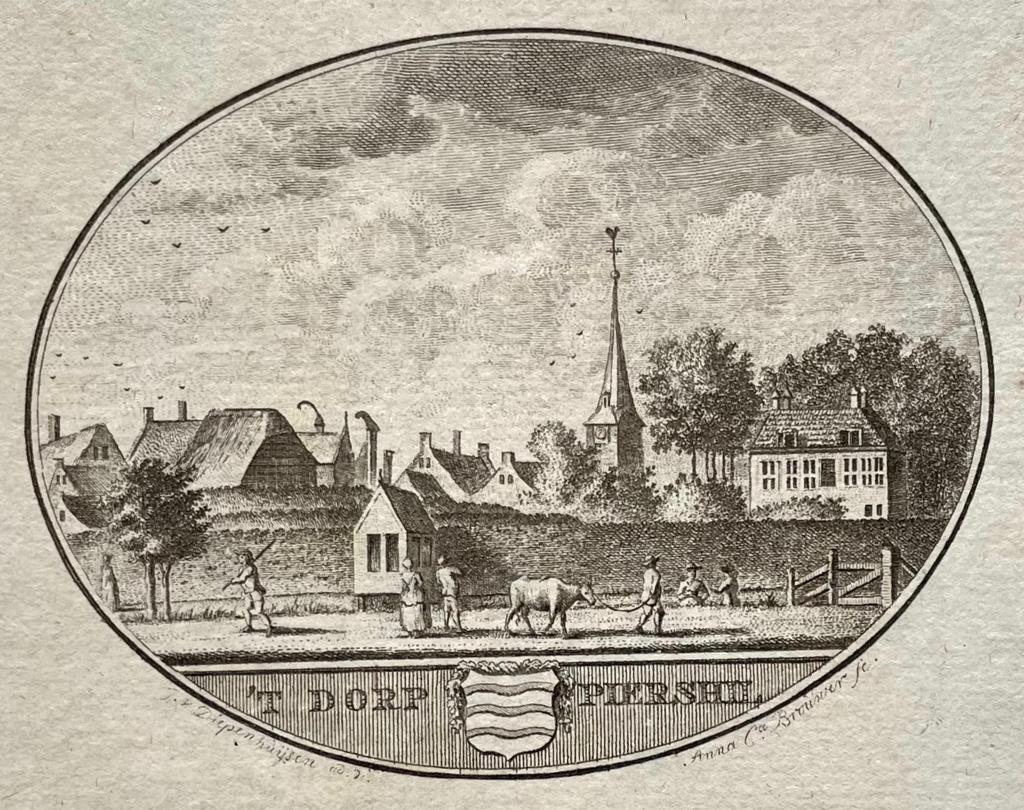 [Original city view, antique print] 't Dorp Piershil, engraving made by Anna Catharina Brouwer, 1 p. (kopie)