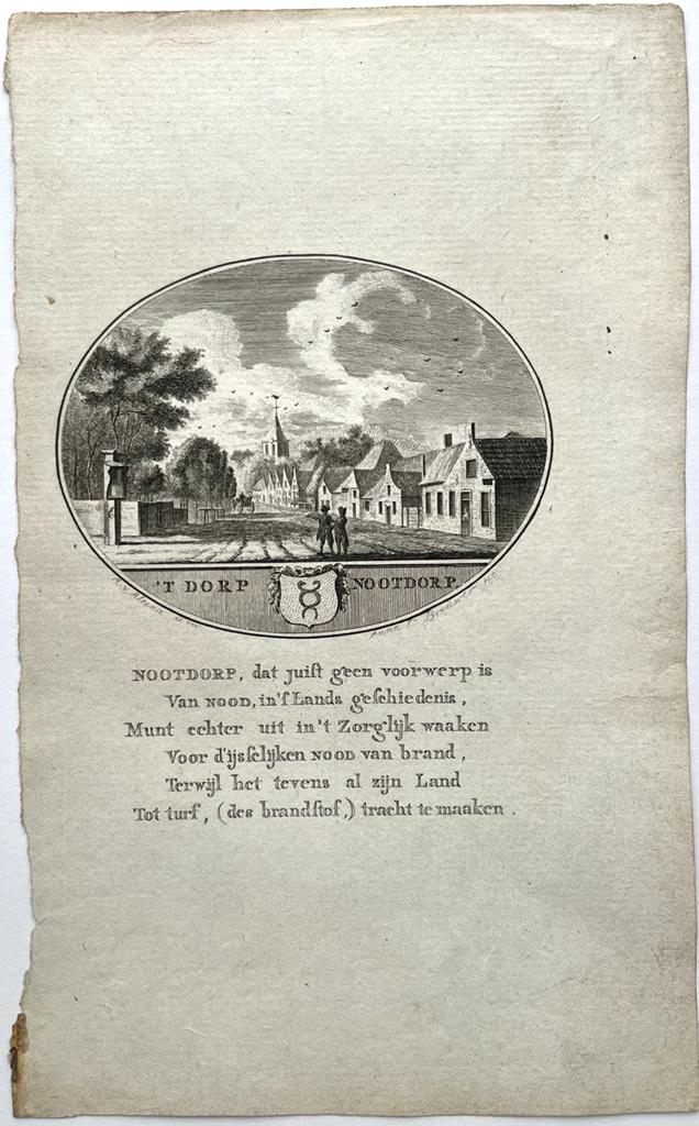 [Original city view, antique print] 't Nootdorp, engraving made by Anna Catharina Brouwer, 1 p.
