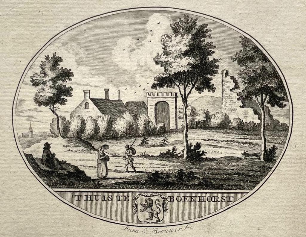 [Original city view, antique print] 't Huis te Boekhorst, engraving made by Anna Catharina Brouwer, 1 p.