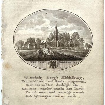 [Original city view, antique print] 't Dorp Middelburg, engraving made by Anna Catharina Brouwer, 1 p.