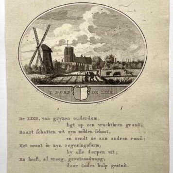 [Original city view, antique print] 't Dorp De Lier, engraving made by Anna Catharina Brouwer, 1 p.