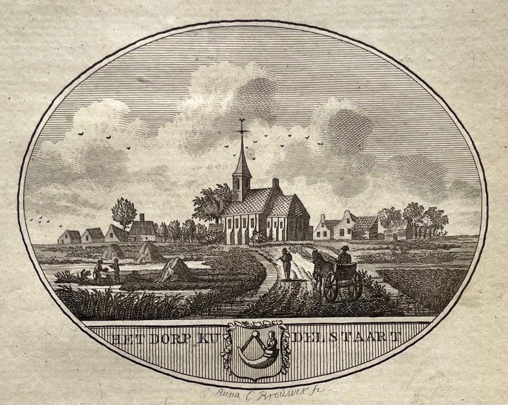 [Original city view, antique print] 't Dorp Kudelstaart, engraving made by Anna Catharina Brouwer, 1 p.
