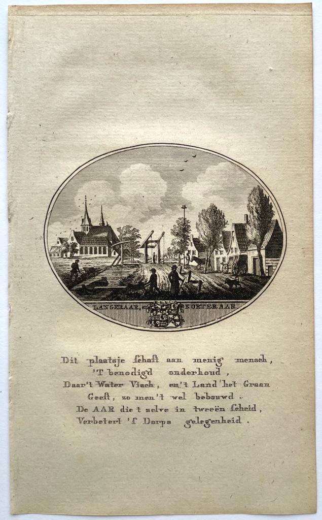 [Original city view, antique print] Langeraar en Korteraar, engraving made by Anna Catharina Brouwer, 1 p.