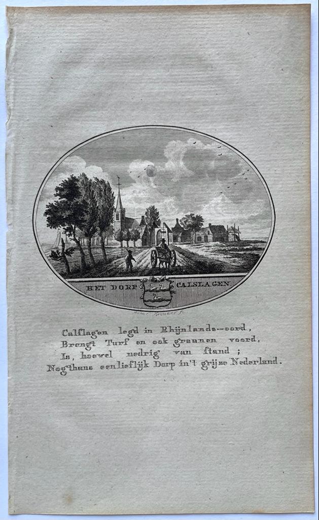 [Original city view, antique print] Het Dorp Calslagen, engraving made by Anna Catharina Brouwer, 1 p.