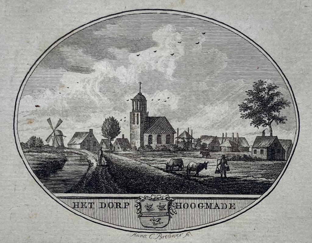 [Original city view, antique print] Het Dorp Hoogmade, engraving made by Anna Catharina Brouwer, 1 p.