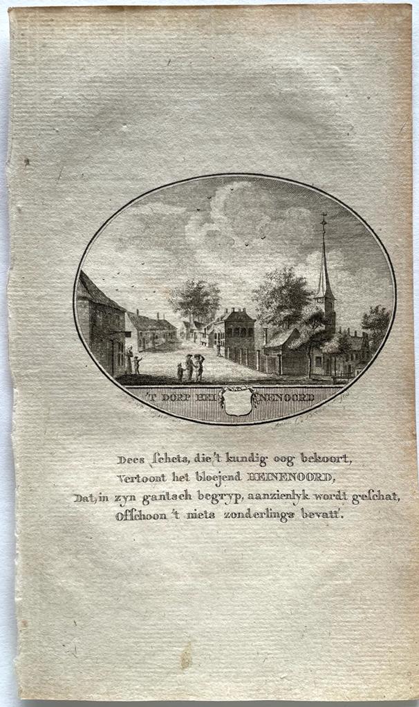 [Original city view, antique print] Het Dorp Heinenoord, engraving made by Anna Catharina Brouwer, 1 p.