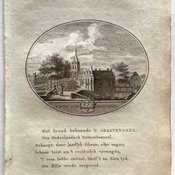 [Original city view, antique print] 't Dorp 's Gravendeel, engraving made by Anna Catharina Brouwer, 1 p.