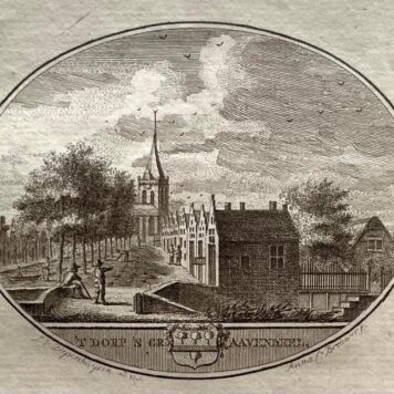 [Original city view, antique print] 't Dorp 's Gravendeel, engraving made by Anna Catharina Brouwer, 1 p.