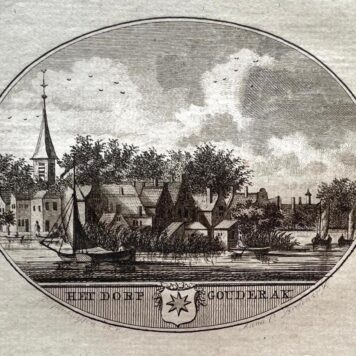 [Original city view, antique print] Het Dorp Gouderak, engraving made by Anna Catharina Brouwer, 1 p.