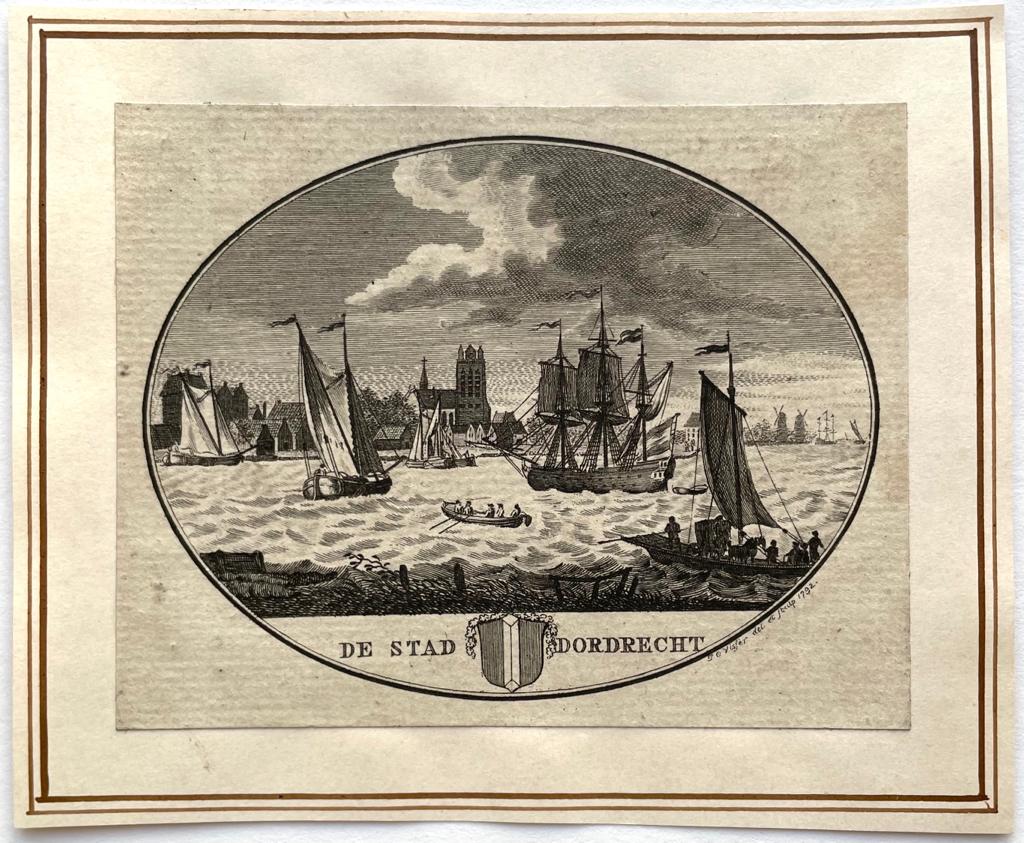 [Antique print, city view, 1792] De Stad Dordrecht, engraving by De Visser, 1792.
