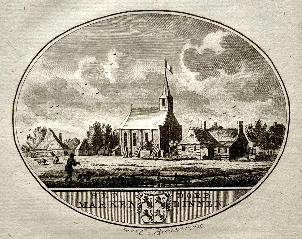 [Original city view, antique print] Het Dorp Marken Binnen, engraving made by Anna Catharina Brouwer, 1 p.