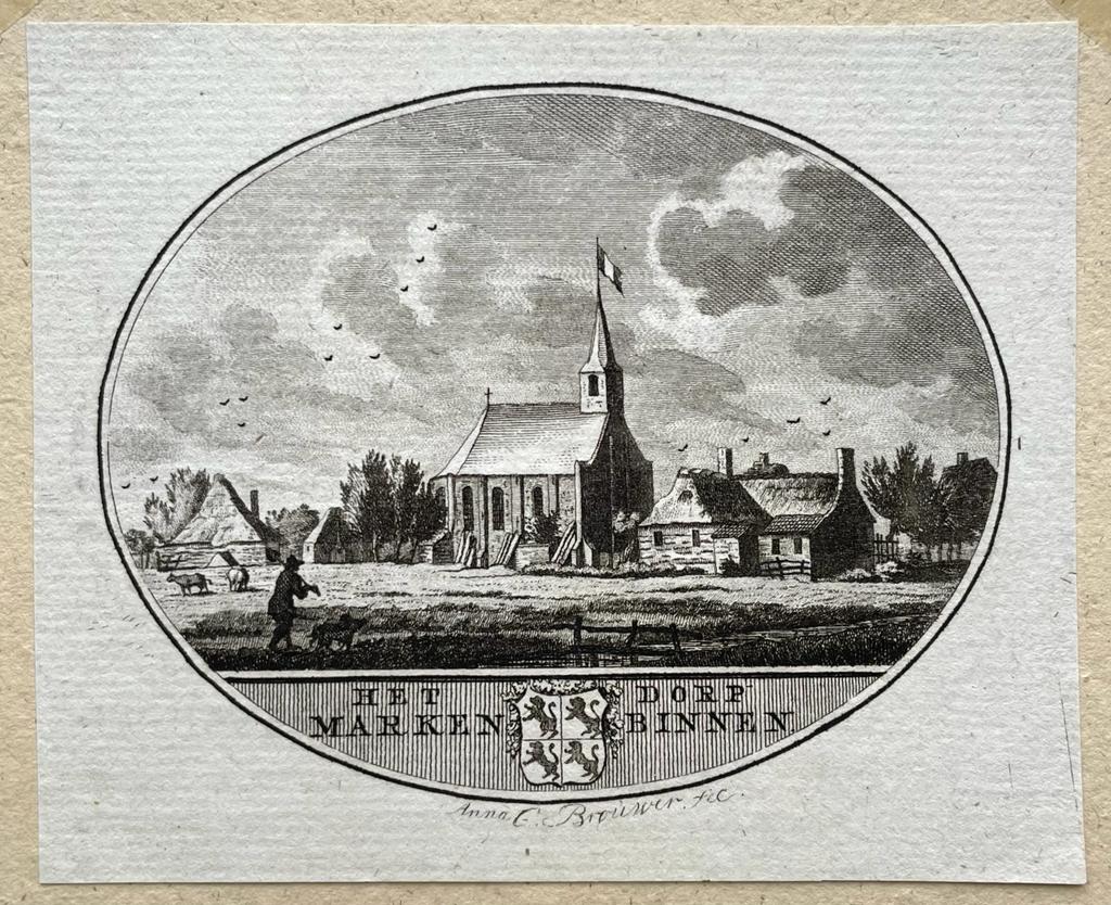 [Antique print, city view, 1801] Het Dorp Marken Binnen (Markenbinnen), published 1801, 1 p.